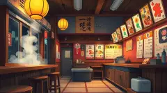 A warm ramen shop interior, generated scene art